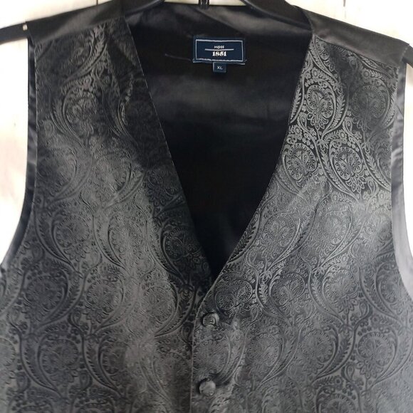 Moss 1851 Black Paisley 6 Button Men's Dress Vest Size XL - Picture 5 of 14